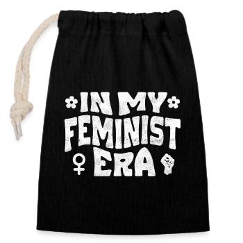 In my Feminist era - Closable cotton gift bag (14x20cm) - black - Front