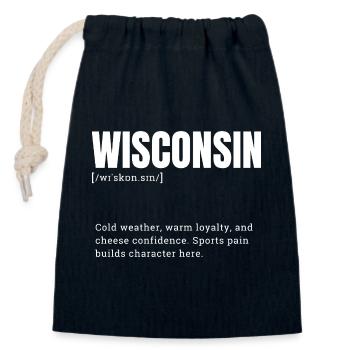 Wisconsin block font style - Closable cotton gift bag (14x20cm) - navy - Front