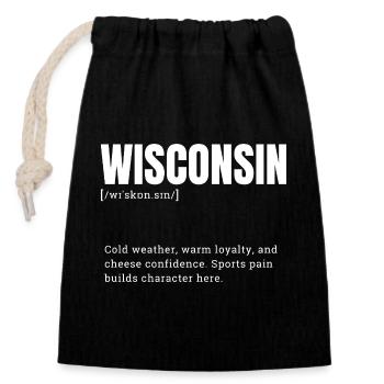 Wisconsin Blockschrift Stil - Verschließbarer Geschenkbeutel aus Baumwolle (14x20cm) - Schwarz - Vorne
