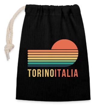 Turin, Italien - Verschließbarer Geschenkbeutel aus Baumwolle (14x20cm) - Schwarz - Vorne