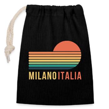 Milan, Italy - Closable cotton gift bag (14x20cm) - black - Front