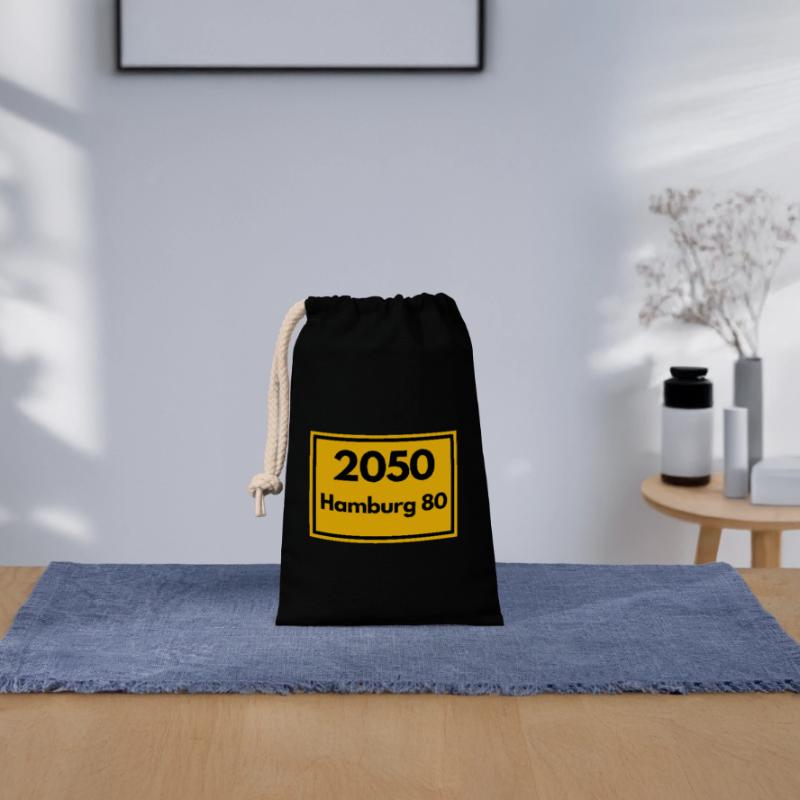 OLD POSTCODE POSTCODE RETRO 2050 HAMBURG 80 - ELBE Closable cotton gift bag (14x20cm)