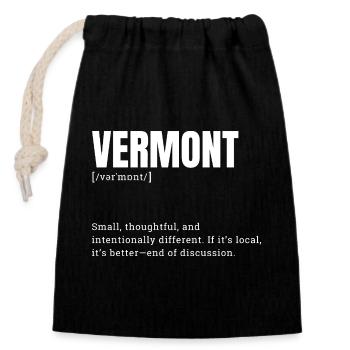 Vermont Wordmark Style Shirt - Closable cotton gift bag (14x20cm) - black - Front