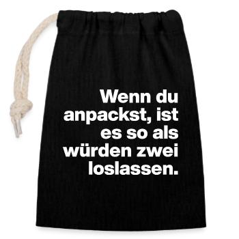 WHEN YOU GET DOWN TO BUSINESS, IT'S LIKE THIS... LAZY AND STUPID - Closable cotton gift bag (14x20cm) - black - Front