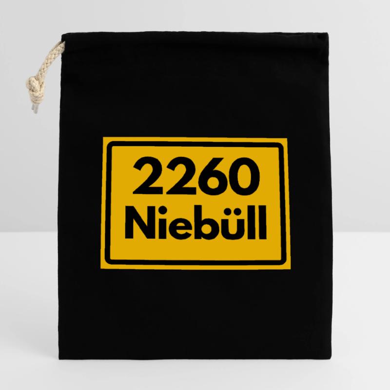 OLD POSTCODE POSTCODE RETRO 2260 NIEBÜLL – NORTH SEA Closable cotton gift bag (14x20cm)