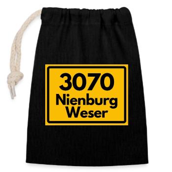 ANCIEN CODE POSTAL RETRO 3070 NIENBURG WESER ! - Sac cadeau en coton avec cordon (14 x 20 cm) - noir - Devant