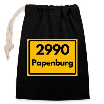 ALTE POSTLEITZAHL PLZ RETRO 2990 PAPENBURG  - Verschließbarer Geschenkbeutel aus Baumwolle (14x20cm) - Schwarz - Vorne