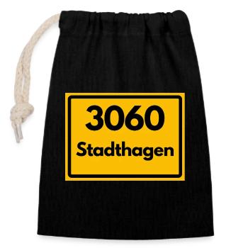 ANCIEN CODE POSTAL RETRO 3060 STADTHAGEN WESER - Sac cadeau en coton avec cordon (14 x 20 cm) - noir - Devant