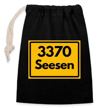 ALTE POSTLEITZAHL PLZ RETRO 3370 SEESEN HARZ - Verschließbarer Geschenkbeutel aus Baumwolle (14x20cm) - Schwarz - Vorne