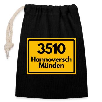 ANCIEN CODE POSTAL 3510 HANNOVERSCH MÜNDEN HANN - Sac cadeau en coton avec cordon (14 x 20 cm) - noir - Devant