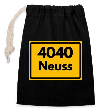 ALTE POSTLEITZAHL PLZ RETRO 4040 STADT NEUSS  - Verschließbarer Geschenkbeutel aus Baumwolle (14x20cm) - Schwarz - Vorne