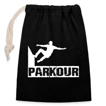 parkour - Closable cotton gift bag (14x20cm) - black - Front