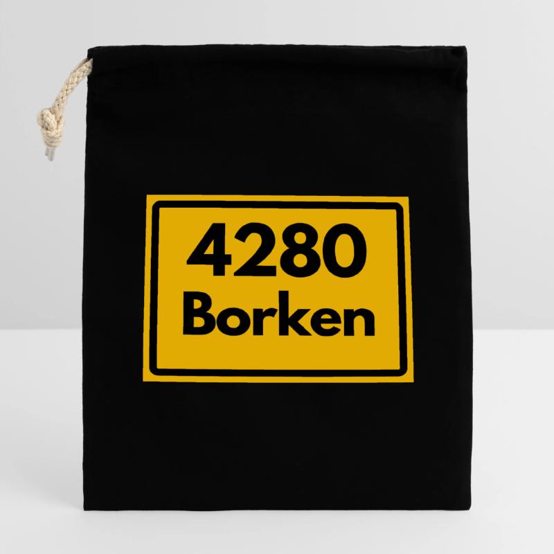 OLD POSTCODE POSTCODE RETRO 4280 BORKEN FÜNFTÜRME Closable cotton gift bag (14x20cm)