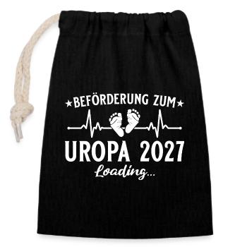 Beförderung zum Uropa 2027 Loading Geschenk - Verschließbarer Geschenkbeutel aus Baumwolle (14x20cm) - Schwarz - Vorne