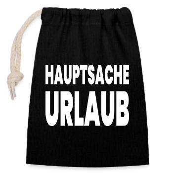 Urlaub - Verschließbarer Geschenkbeutel aus Baumwolle (14x20cm) - Schwarz - Vorne