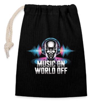 Musik Lover T-Shirt – Music On World Off - Sac cadeau en coton avec cordon (14 x 20 cm) - noir - Devant