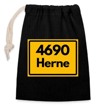 OLD POSTCODE POSTCODE RETRO 4690 HERNE – NRW - Closable cotton gift bag (14x20cm) - black - Front