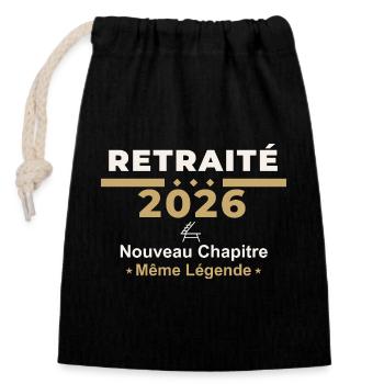 Retraité 2026 – Humour Retraite - Sac cadeau en coton avec cordon (14 x 20 cm) - noir - Devant