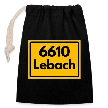 ALTE POSTLEITZAHL PLZ RETRO 6610 LEBACH HEIMAT - Verschließbarer Geschenkbeutel aus Baumwolle (14x20cm) - Schwarz - Vorne