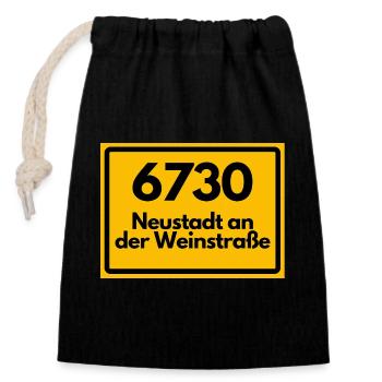 ALTE POSTLEITZAHL PLZ 6730 NEUSTADT WEINSTRASSE  - Verschließbarer Geschenkbeutel aus Baumwolle (14x20cm) - Schwarz - Vorne