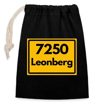 OLD POSTCODE ZIP CODE RETRO 7250 LEONBERG HEIMAT - Closable cotton gift bag (14x20cm) - black - Front