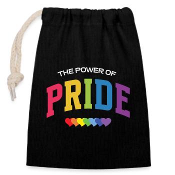 Mois de la Fierté LGBT - Le Pouvoir de la Fierté - Sac cadeau en coton avec cordon (14 x 20 cm) - noir - Devant