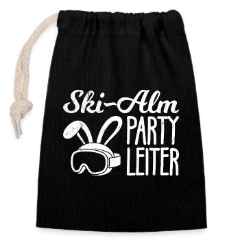 Skieur SKI-PARTY ÉCHELLE DRÔLE - Sac cadeau en coton avec cordon (14 x 20 cm) - noir - Devant