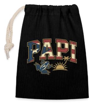 Papi Drapeau de Porto Rico - Sac cadeau en coton avec cordon (14 x 20 cm) - noir - Devant