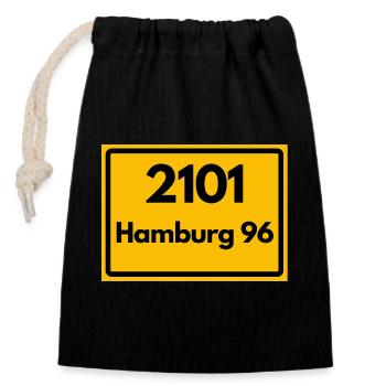ALTE POSTLEITZAHL PLZ RETRO 2101 HAMBURG 96 HEIMAT - Verschließbarer Geschenkbeutel aus Baumwolle (14x20cm) - Schwarz - Vorne