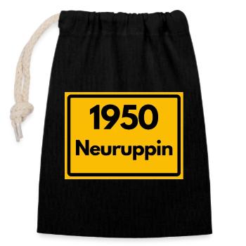 OLD POSTCODE POSTCODE RETRO 1950 NEURUPPIN HEIMAT - Closable cotton gift bag (14x20cm) - black - Front