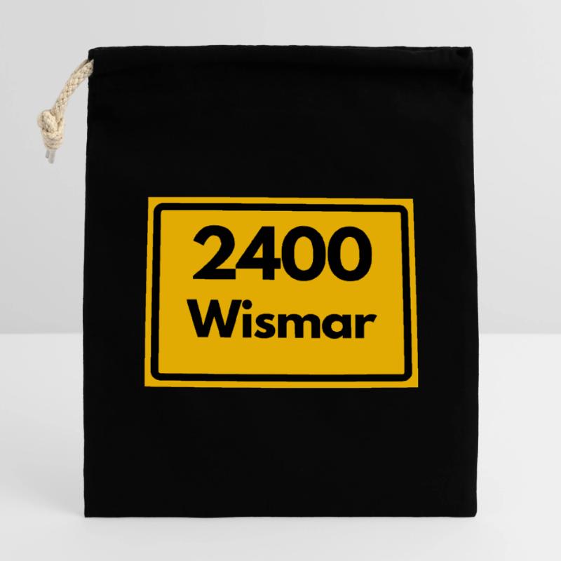 OLD POSTCODE POSTCODE RETRO 2400 WISMAR HEIMAT Closable cotton gift bag (14x20cm)
