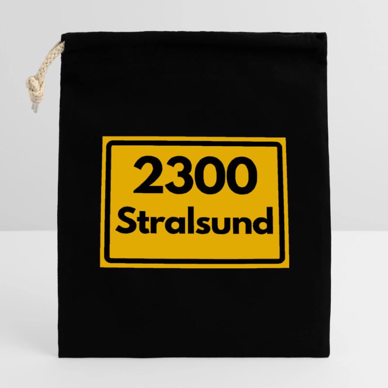 OLD POSTCODE POSTCODE RETRO 2300 STRALSUND HEIMAT Closable cotton gift bag (14x20cm)