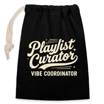 Conservateur de playlists | Ambiance musicale de road trip - Sac cadeau en coton avec cordon (14 x 20 cm) - noir - Devant