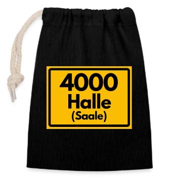 OLD POSTCODE POSTCODE 4000 HALLE SAALE HEIMATSTOLZ - Closable cotton gift bag (14x20cm) - black - Front