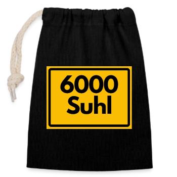 ANCIEN CODE POSTAL 6000 SUHL HEIMATSTOLZ ORIGINAL - Sac cadeau en coton avec cordon (14 x 20 cm) - noir - Devant