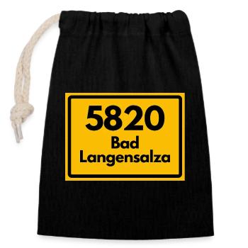 ALTE POSTLEITZAHL 5820 BAD Langensalza RETRO  - Verschließbarer Geschenkbeutel aus Baumwolle (14x20cm) - Schwarz - Vorne