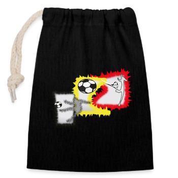 Kicker Fußball Stürmer  - Verschließbarer Geschenkbeutel aus Baumwolle (14x20cm) - Schwarz - Vorne
