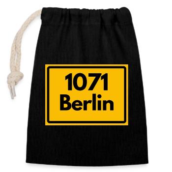 OLD POSTCODE 1071 BERLIN BERLIN OSTALGIE - Closable cotton gift bag (14x20cm) - black - Front