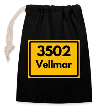 OLD POSTCODE 3502 ZIP 34246 VELLMAR HESSEN - Closable cotton gift bag (14x20cm) - black - Front