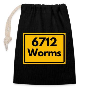 OLD POSTCODE 6712 ZIP 67547 WORMS RP - Closable cotton gift bag (14x20cm) - black - Front