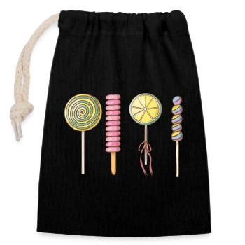 Lollies - Verschließbarer Geschenkbeutel aus Baumwolle (14x20cm) - Schwarz - Vorne