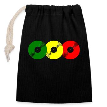 Reggae Schallplatten - Verschließbarer Geschenkbeutel aus Baumwolle (14x20cm) - Schwarz - Vorne
