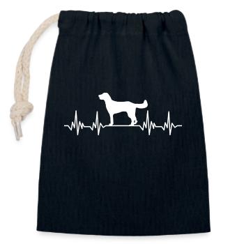 Petite ligne de cœur EKG Heartbeat Münsterländer - Sac cadeau en coton avec cordon (14 x 20 cm) - bleu marine - Devant