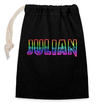 julian rs regenbogen - Verschließbarer Geschenkbeutel aus Baumwolle (14x20cm) - Schwarz - Vorne