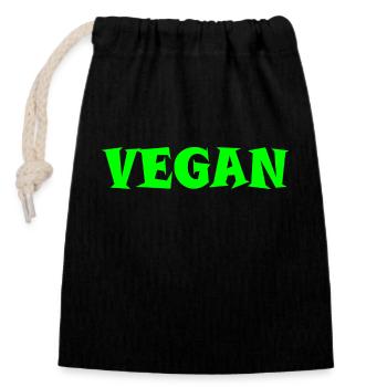 Vegan - Closable cotton gift bag (14x20cm) - black - Front