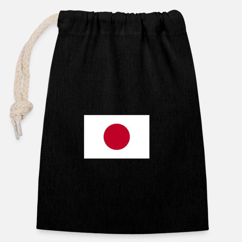 Design minimaliste du drapeau japonais - Sac cadeau en coton avec cordon (14 x 20 cm) - noir