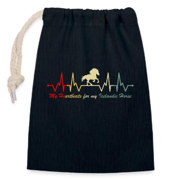 Cheval islandais tölt battement de coeur vintage - Sac cadeau en coton avec cordon (14 x 20 cm) - bleu marine - Devant