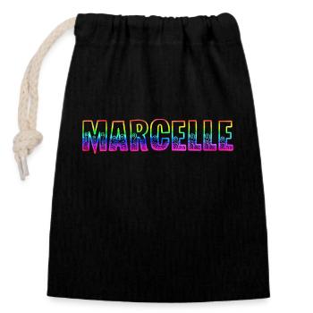 marcelle rs regenbogen - Verschließbarer Geschenkbeutel aus Baumwolle (14x20cm) - Schwarz - Vorne