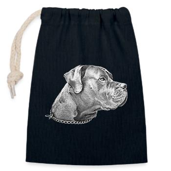 Dogge Hund Hundekopf Bulldogge Hunderasse Hunde - Verschließbarer Geschenkbeutel aus Baumwolle (14x20cm) - Navy - Vorne