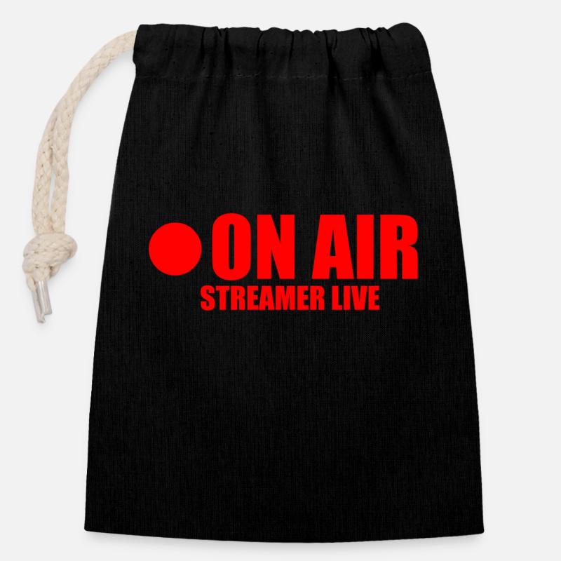 On Air Live Streamer Twitch YouTube Stream - Verschließbarer Geschenkbeutel aus Baumwolle (14x20cm) - Schwarz